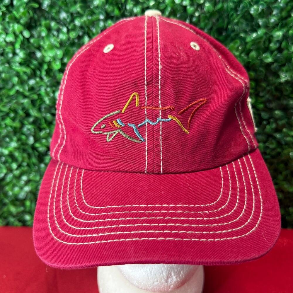 Greg Norman Shark Golf Hat Red Mens Adjustable Baseball Cap Dad Gift